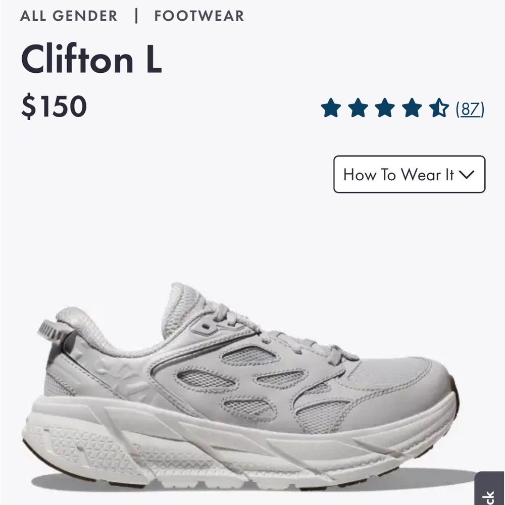 Hoka Clifton L Athletics | Men’s 8.5/Women’s 9.5 | Nimbus Cloud White - like new